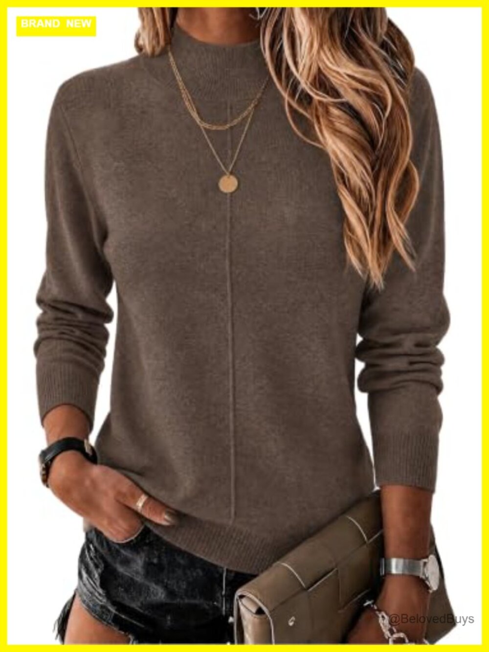 Wool Blend Mock Neck Sweater Long Sleeve Pullover Business Casual